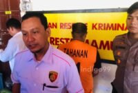 Kasat Reskrim Polresta Mamuju, Kompol Jamaluddin memberikan keterangan Pers kasus pelecehan seksual.(Foto/Aji)